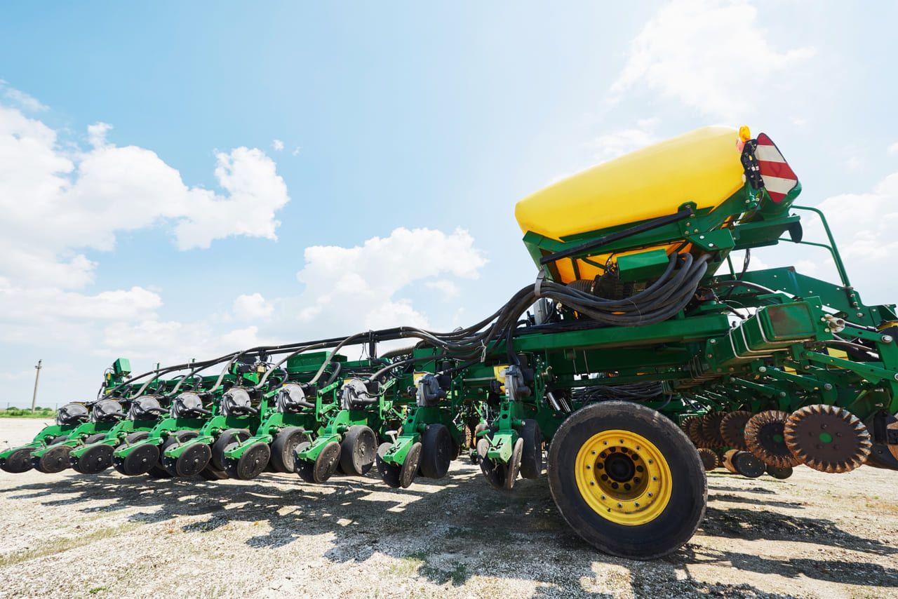 seeder mounted on a tractor